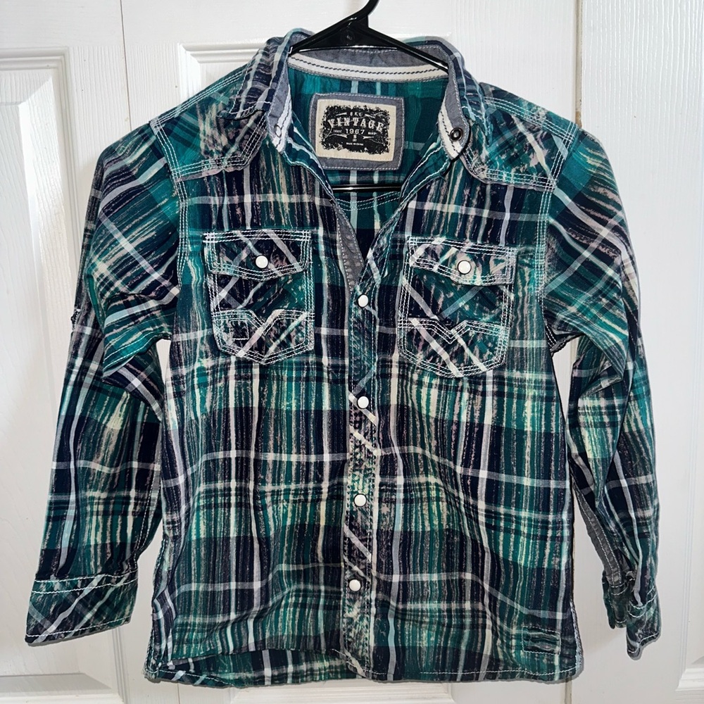 Plaid Button-Up Shirt